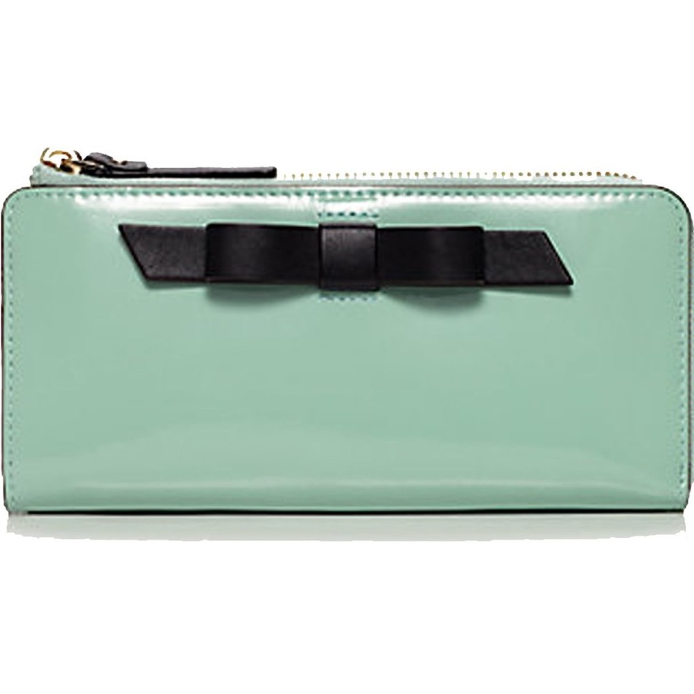 Kate Spade Chelsea Park Nisha Coastline Green Patent Leather Zip Around Wallet